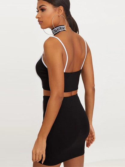 Spaghetti-neck Tank And Skirt Suits