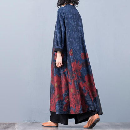 Buykud Floral Printed Casual Retro Soft Silky Dress