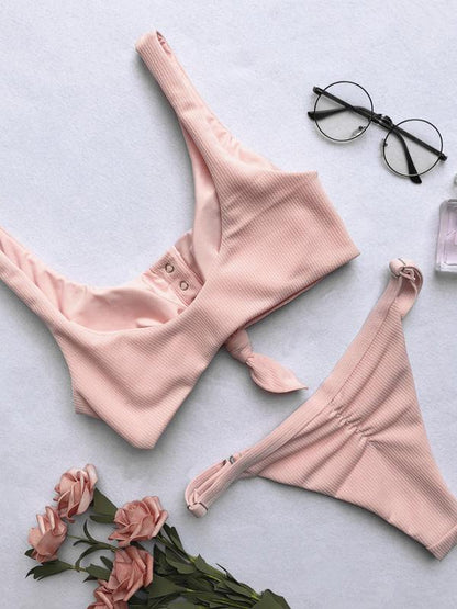 Ribbed Knot Bikinis Swimwear