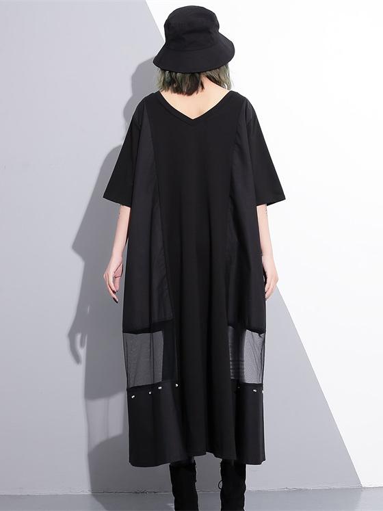 V-neck Split-joint Tasseled Shirt Midi Dresses