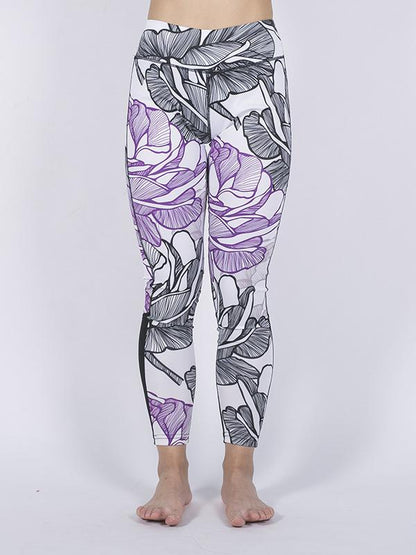 Split-joint Printed Floral Yoga Leggings