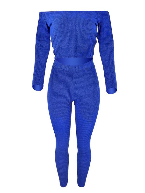 Off-The Shoulder Solid Yoga Suits