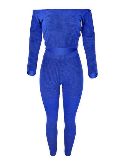 Off-The Shoulder Solid Yoga Suits