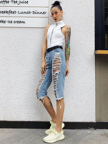 New Fashion Shredded Jeans