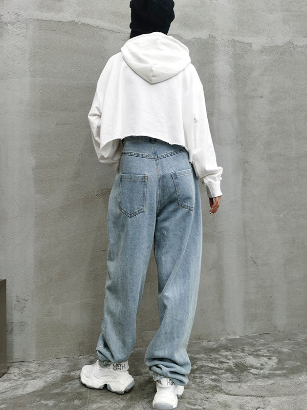 Original Split-Joint Long Sleeves Drawstring Hoodies