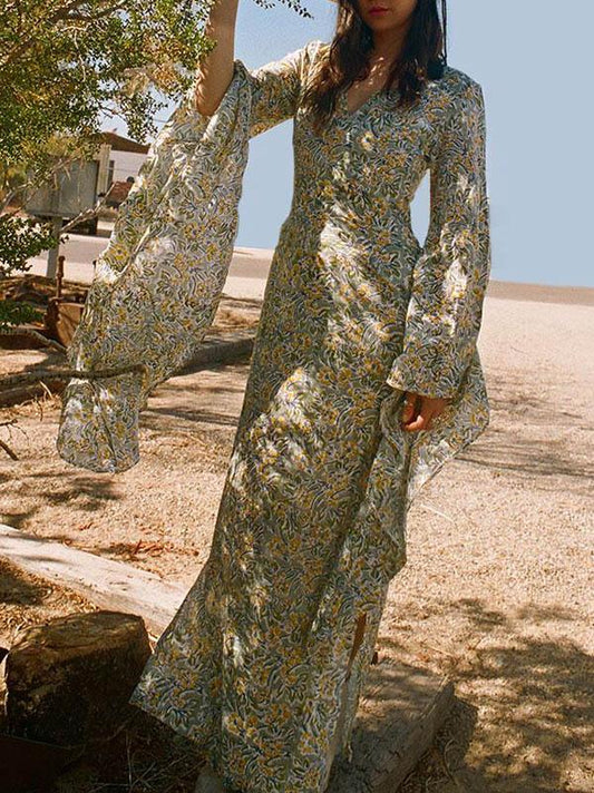 Flared Sleeves Bohemia Maxi Dress