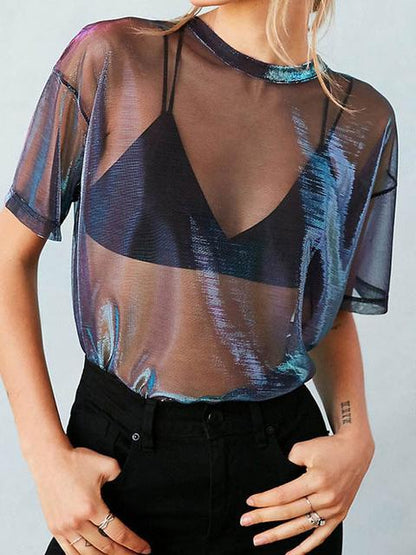 Casual See-through Gauze T-shirt