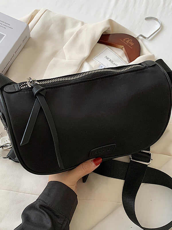 Casual Solid Color Oxford Cloth Shoulder Bag