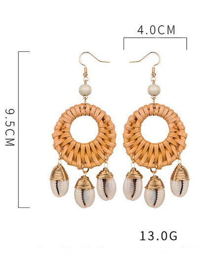 Shell Hollow Rattan  copper wire Earring Accessories