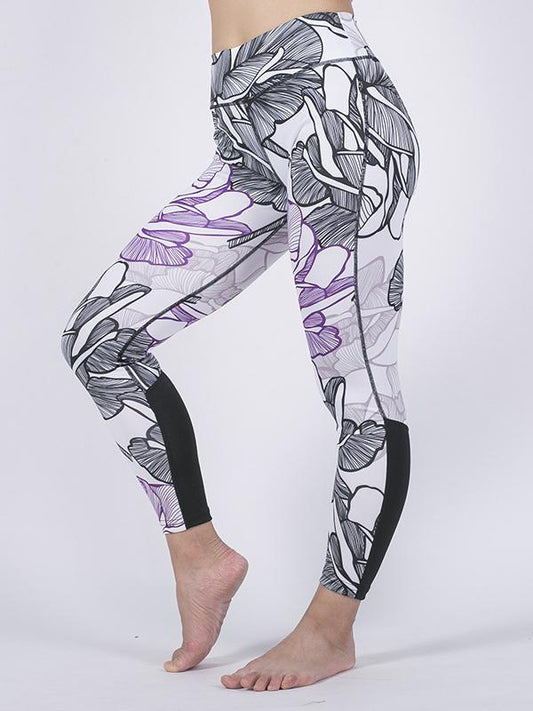 Split-joint Printed Floral Yoga Leggings