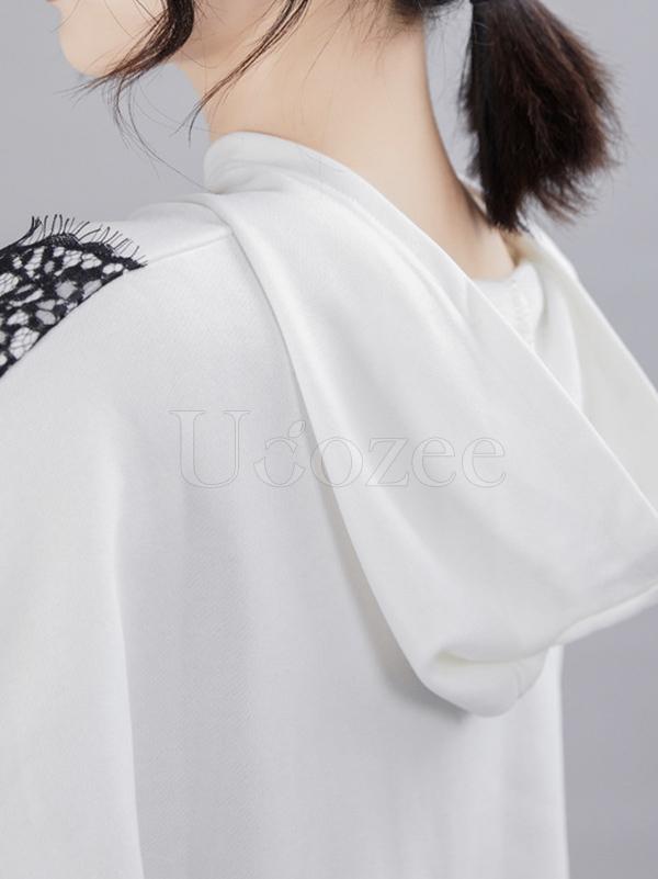 Lace Asymmetry Split-joint Designed Sweatshirt