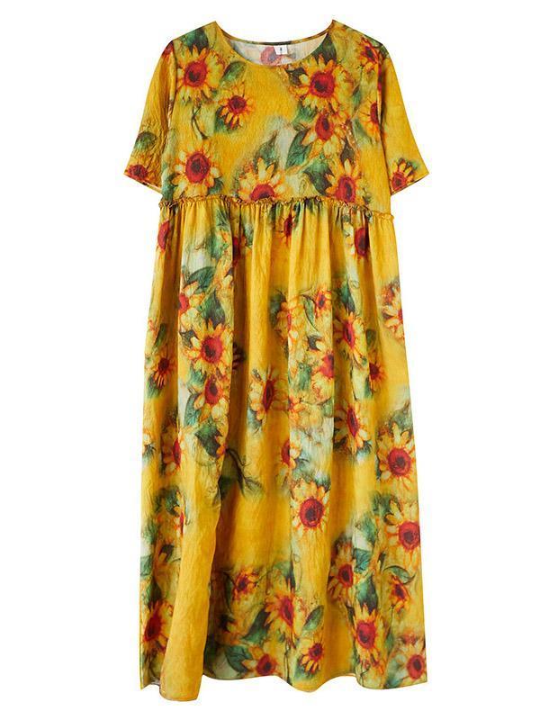 Original Floral Round-Neck Dress