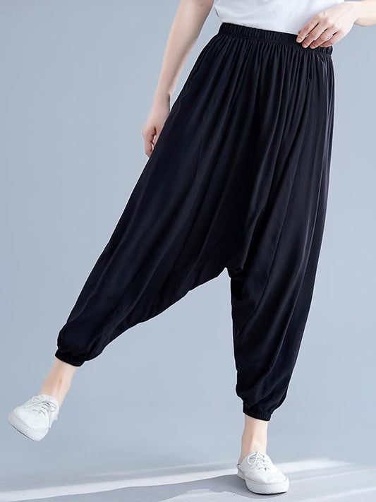 Solid Elastic Waist Design Pants