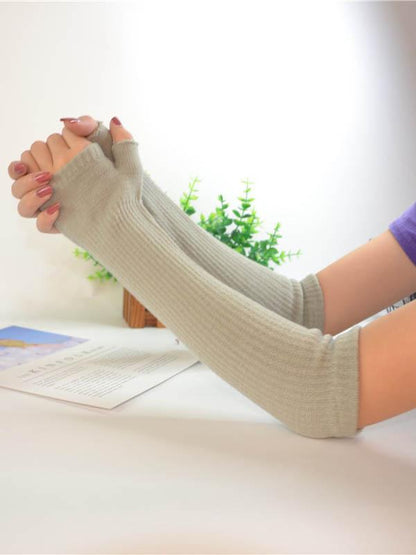Knitted Half Finger Long Gloves Accessories
