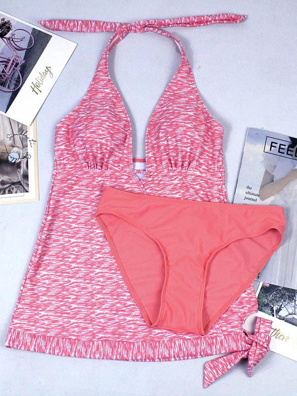 Halter-neck Printed Tankinis Swimwear