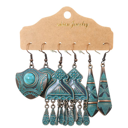 Retro drop-shaped tassel earrings