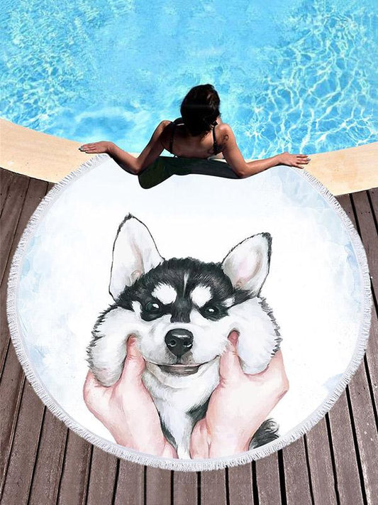 Huskie Printed Round Chic Beach Mats