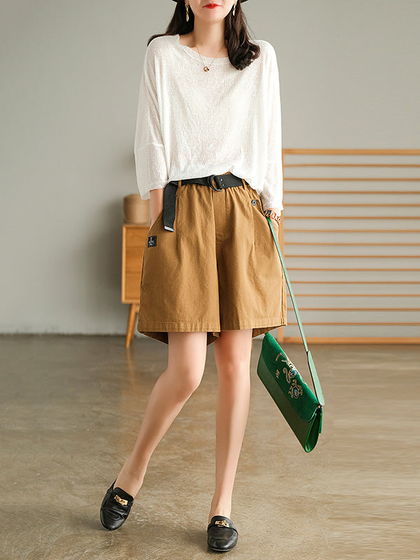 Casual Solid Round-Neck Knitting T-Shirts Tops