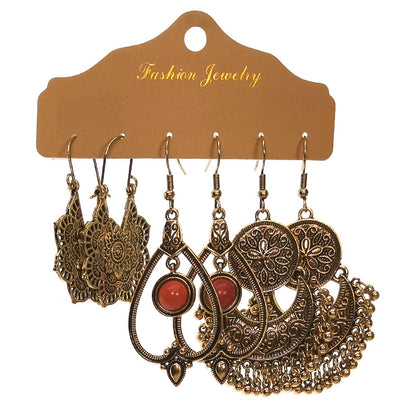 Retro drop-shaped tassel earrings