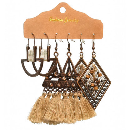 Retro drop-shaped tassel earrings