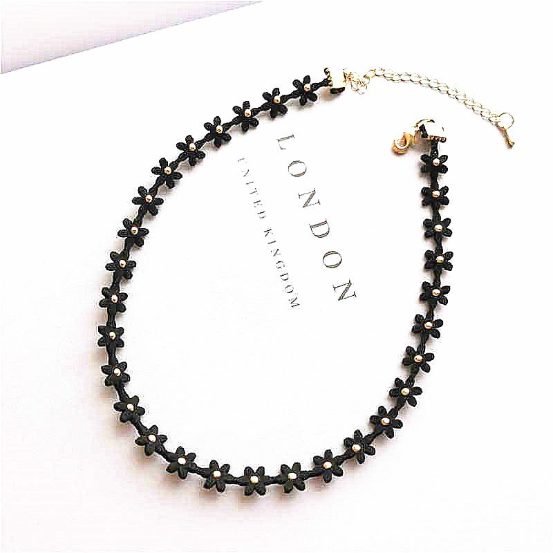 WHOLESALE black flower necklace