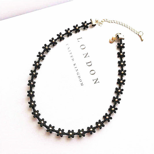 WHOLESALE black flower necklace