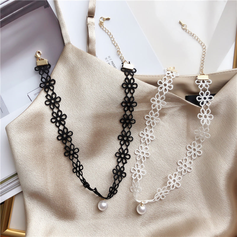 WHOLESALE black flower necklace