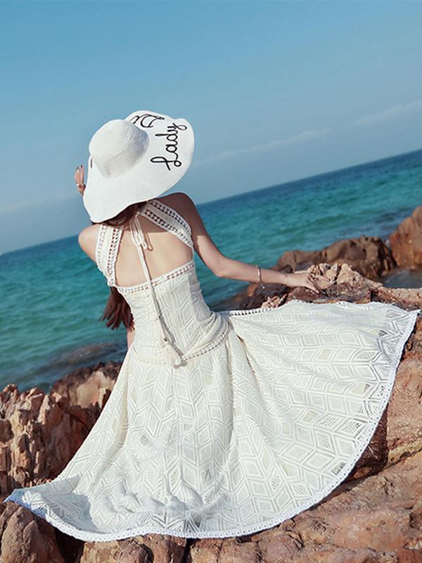 Bohemia White Halterneck Split-side Maxi Dress