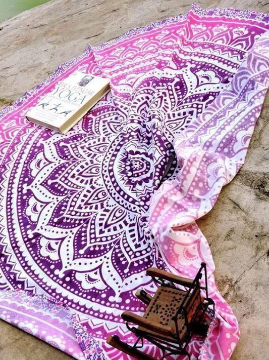 Pretty Bohemia Floral Round Shawl Beach Mat
