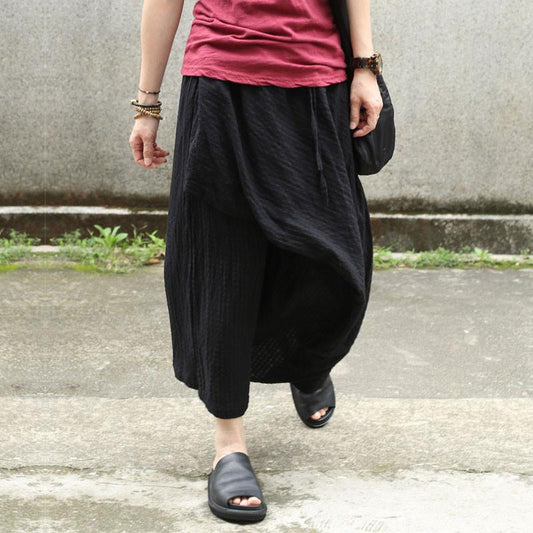 Stripe Women Loose Black Skirt