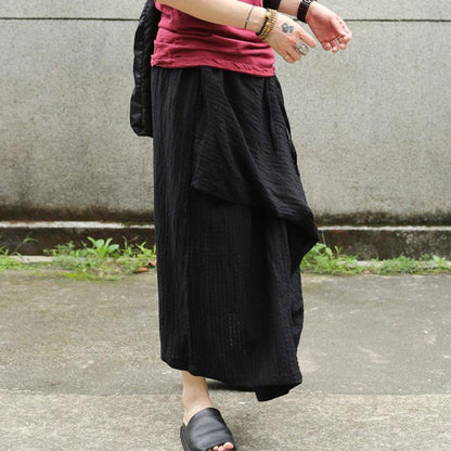 Stripe Women Loose Black Skirt
