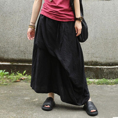 Stripe Women Loose Black Skirt