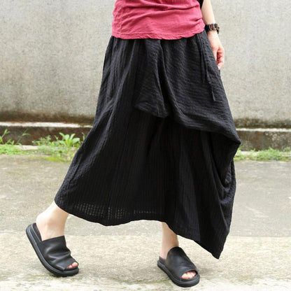 Stripe Women Loose Black Skirt