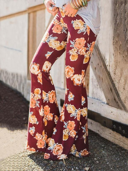 Popular Floral Printed Bell-Bottom Pant