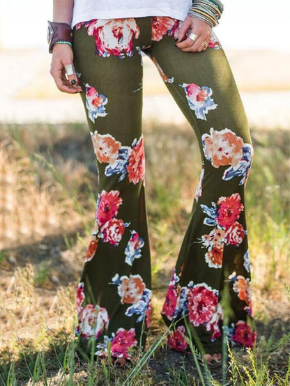 Popular Floral Printed Bell-Bottom Pant