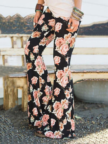 Popular Floral Printed Bell-Bottom Pant