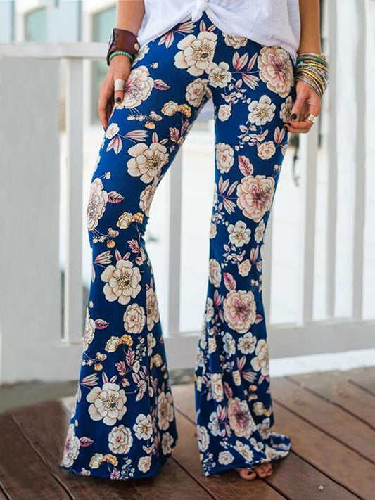 Popular Floral Printed Bell-Bottom Pant