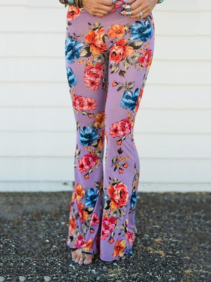 Popular Floral Printed Bell-Bottom Pant