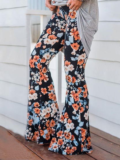 Popular Floral Printed Bell-Bottom Pant