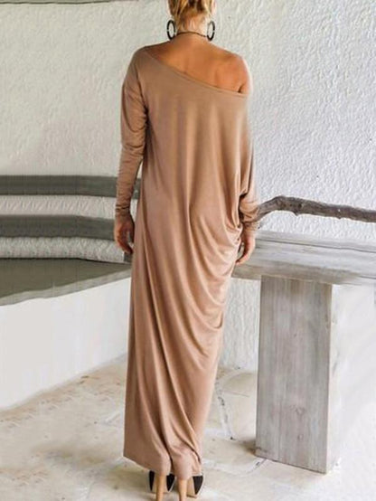 Casual Loose Long Dress with Open Shoulder