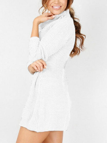 Solid Color Long Sleeve High Collar Sweater Tops