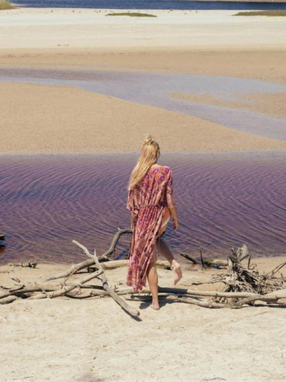 Bohemia Floral-printed Long Sleeves Beach Cover-Ups