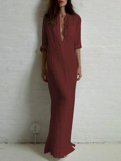 Long Simple Classical Dress, Three Colors