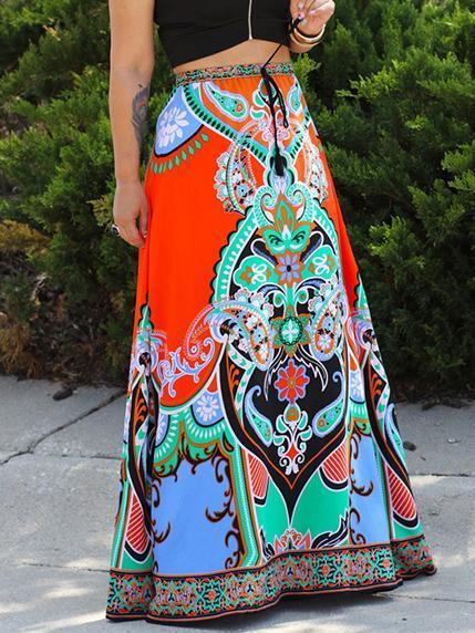 Bohemia Floral-printed Skirt Bottoms