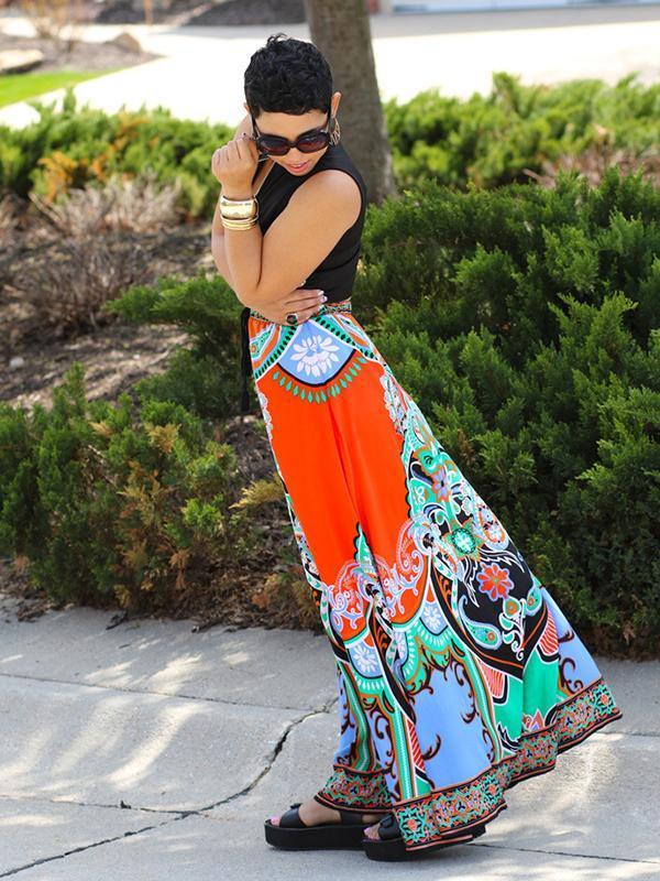 Bohemia Floral-printed Skirt Bottoms