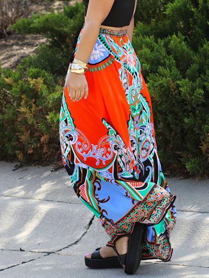 Bohemia Floral-printed Skirt Bottoms