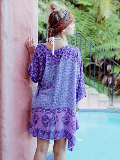 Bohemia Floral Printed Beach Cover-ups Tops