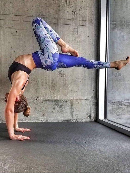 Floral&Feather Printed Sports Yoga Leggings Bottoms