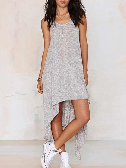 Simple Gray Straps Cropped Midi Dress