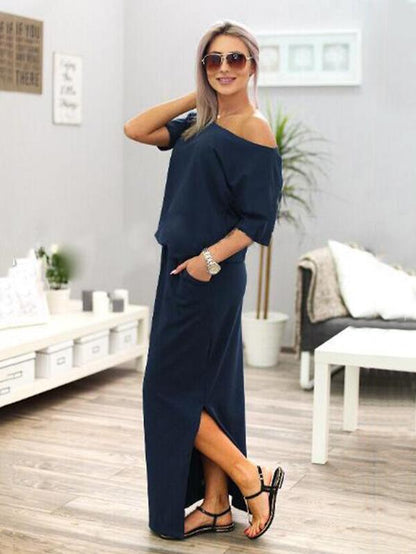 Classical V-neck Long Dress, Three Colors